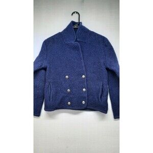 Lands End Women's Size 10 Navy Blue 100% Wool Coat